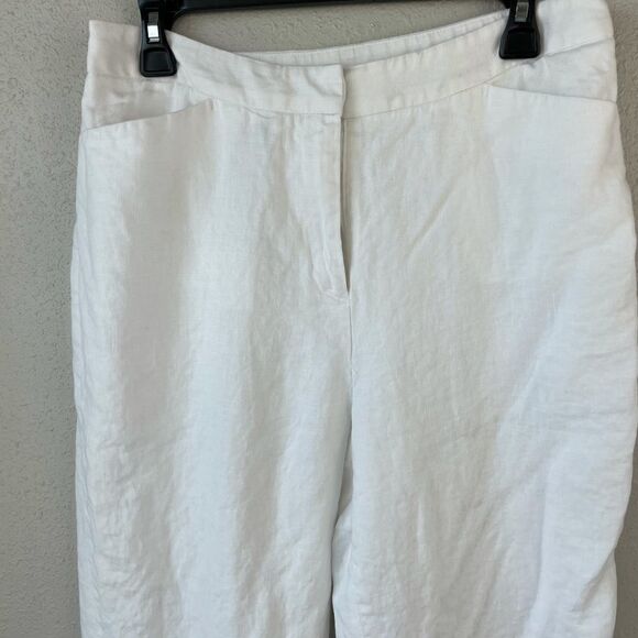 Jones New York Signature White Linen Cropped Pants - Picture 2 of 6
